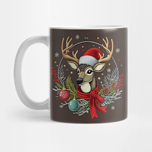 Christmas Reindeer embroidery style 02 Mug